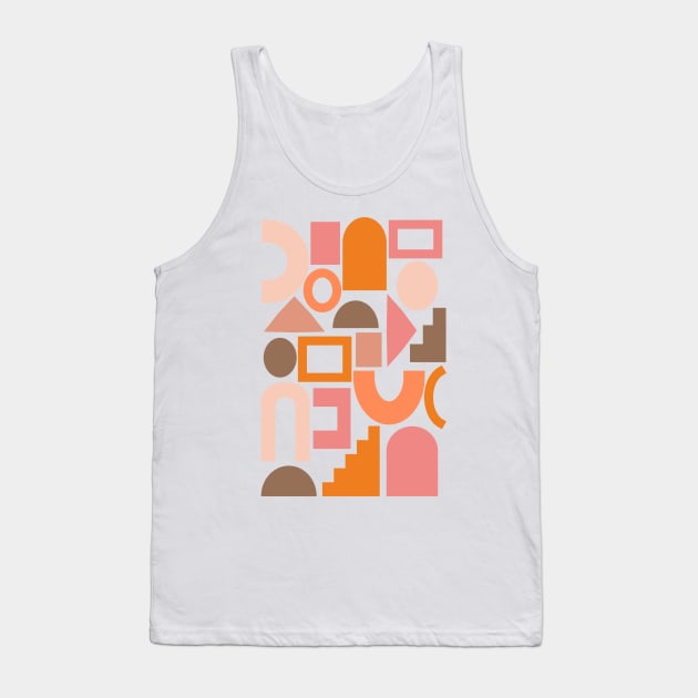 Simple Shapes Pattern in Retro Colors Tank Top by ApricotBirch